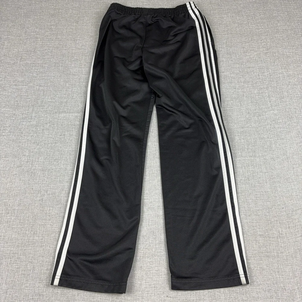 Adidas Pants Youth Large Black 3 Stripe Track Ankle Athletic Knit Polyester
